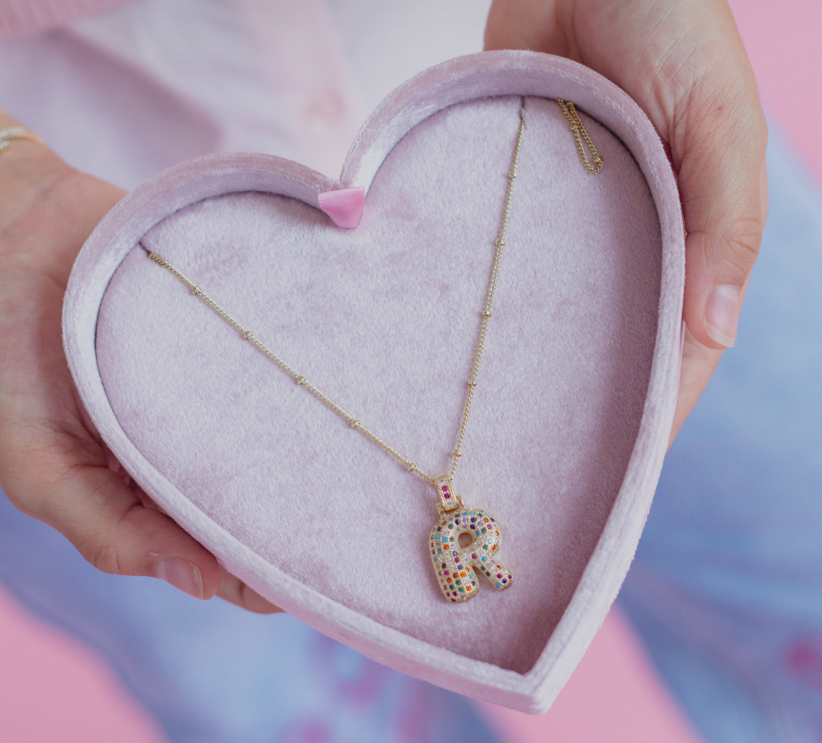 CUSTOMMADE Rainbow Bubble Letter Necklace X Roqi & Day – Byloro
