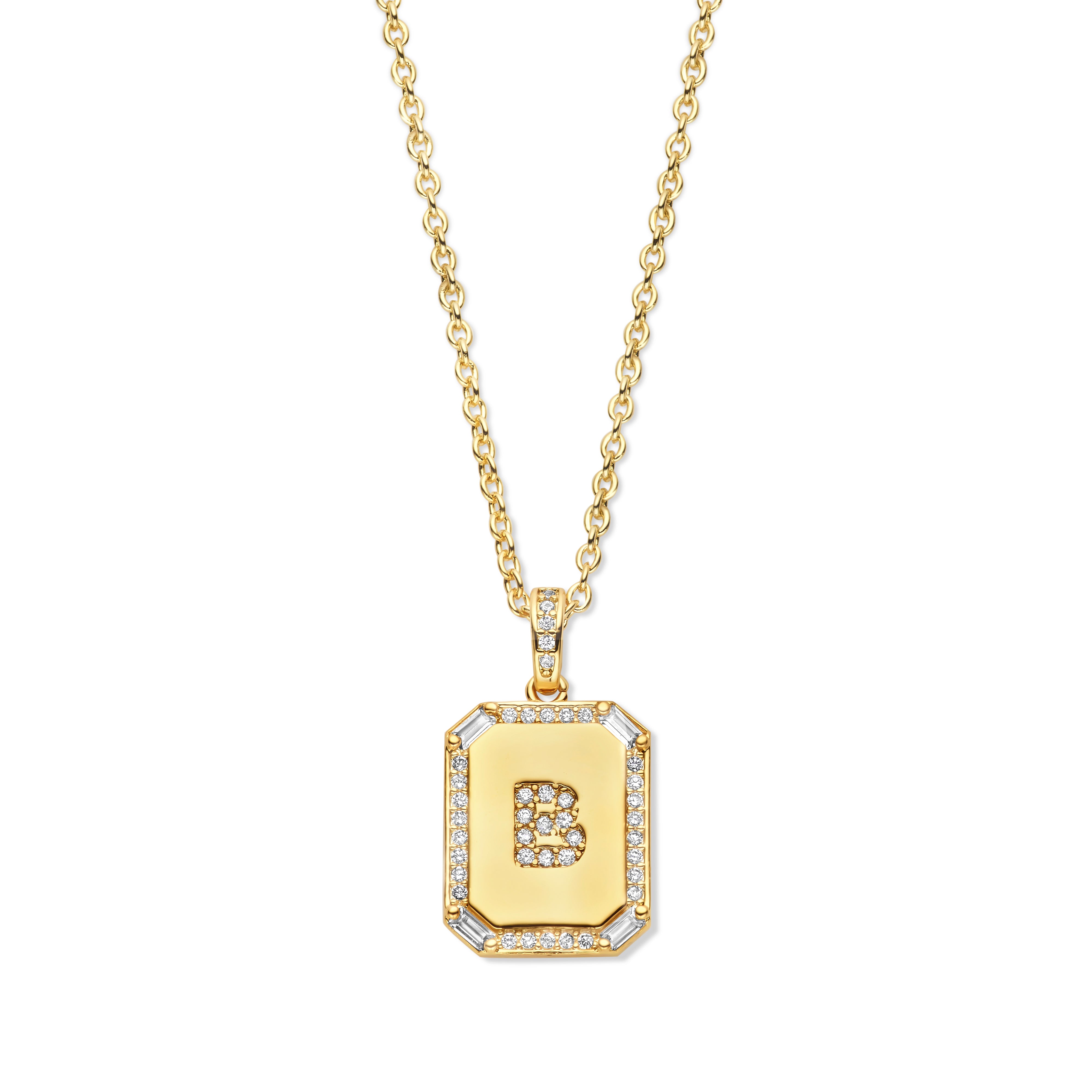 CUSTOMMADE Crystal Baguette Initial Necklace – Byloro