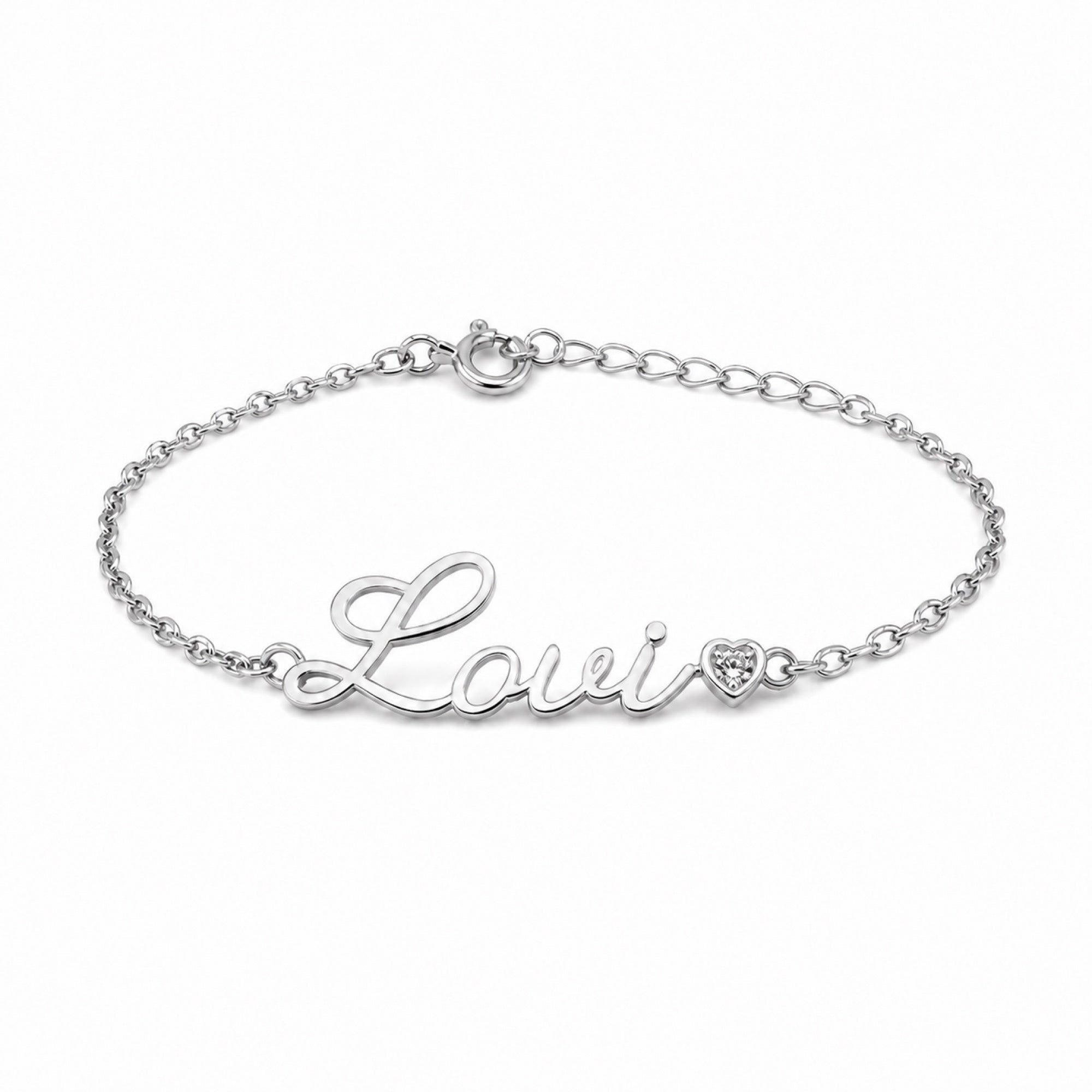 Lovi Baby bracelet in zilver op een witte achtergrond