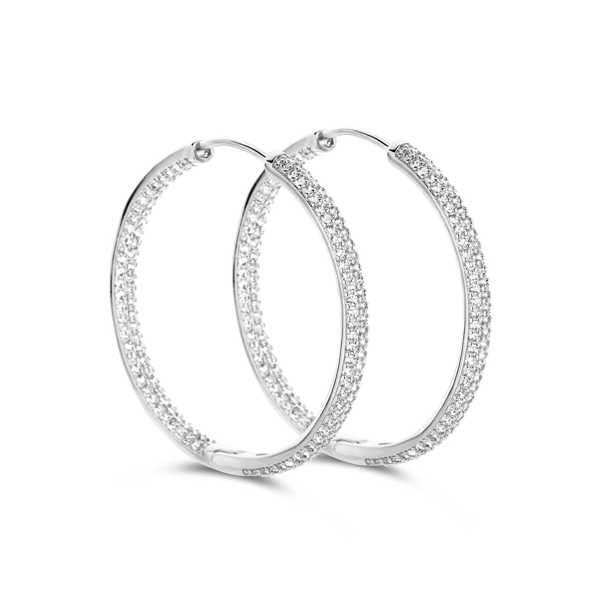 Diamond Earrings [BIG ROUND] [SILVER] – Byloro