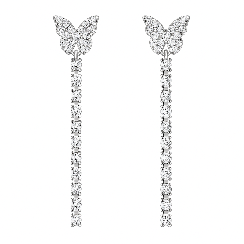 CUSTOMMADE BUTTERFLY TENNIS DROP EARRINGS X Ru[by – Byloro