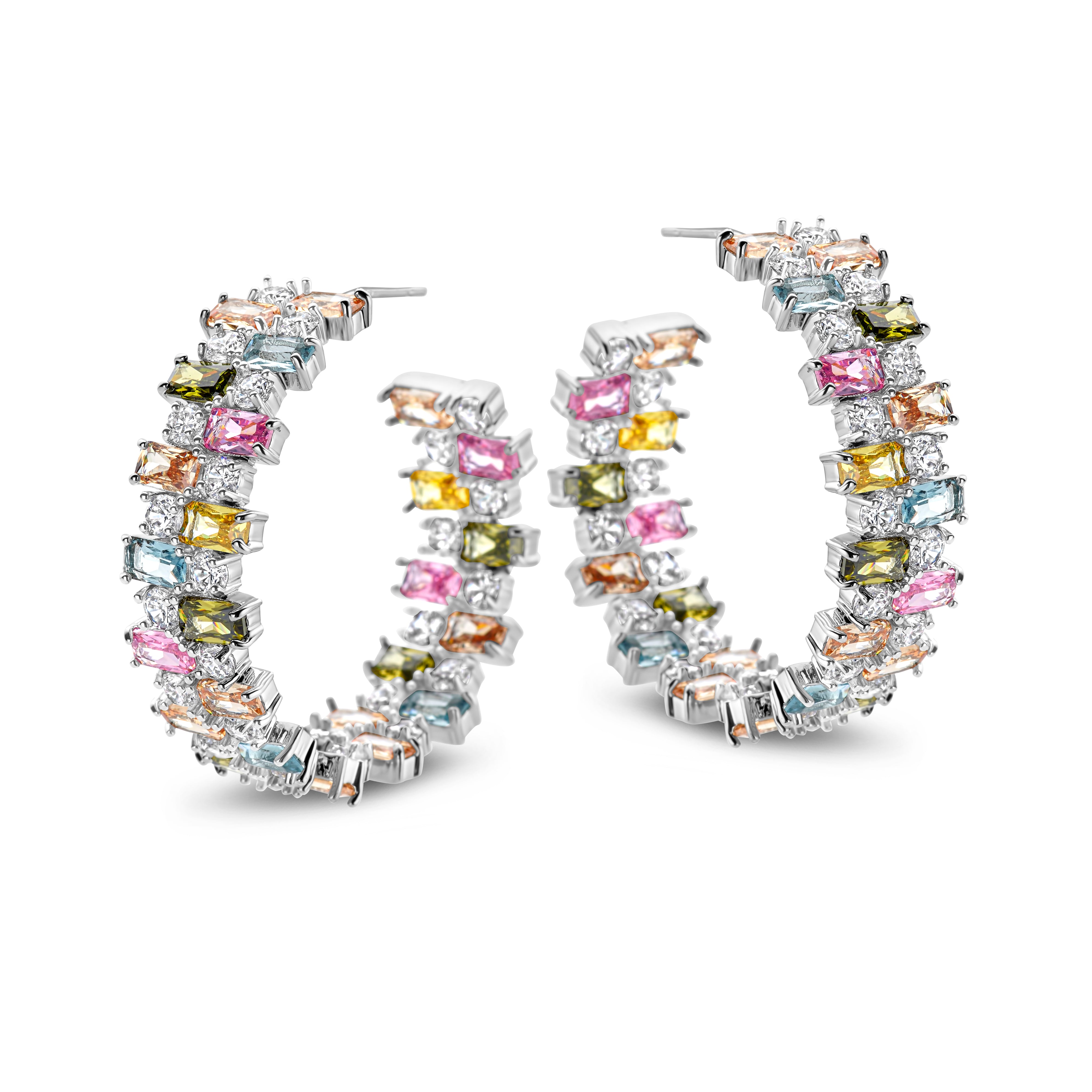 Diamond Baguette Earrings [RAINBOW] – Byloro