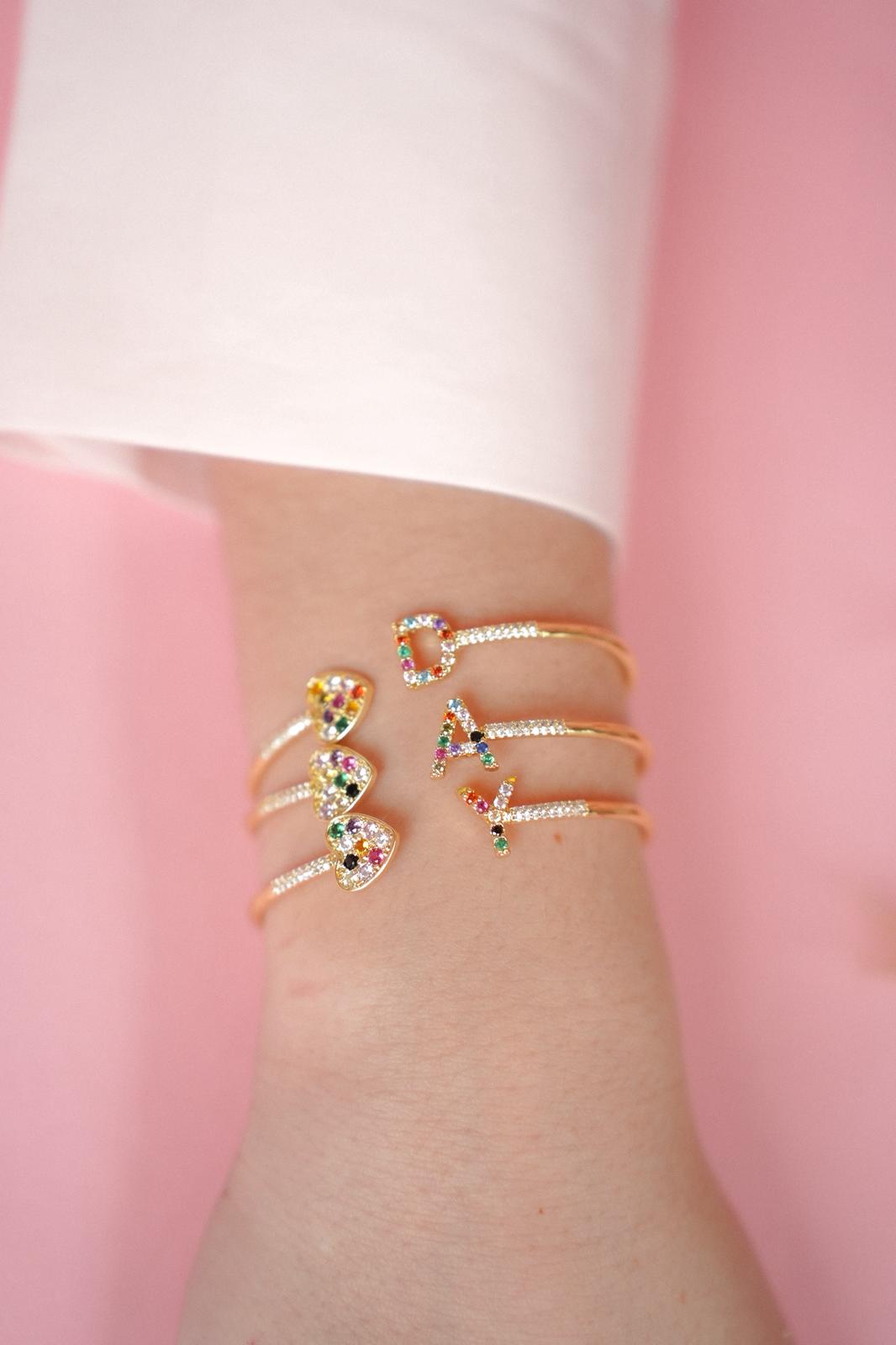 CUSTOMMADE Rainbow Diamond Initial Bracelet x Roqi & Day – Byloro