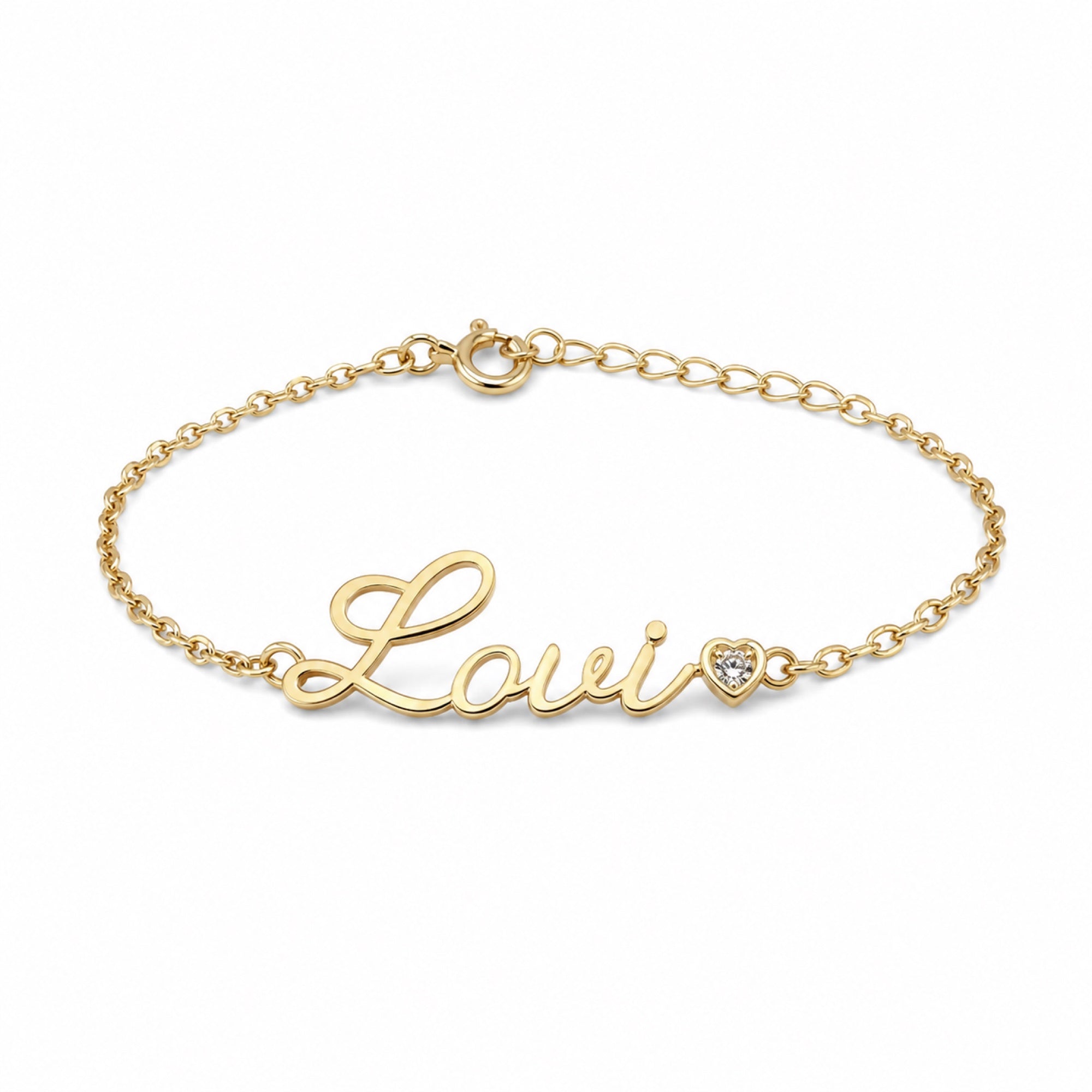 Lovi Baby bracelet in goud op een witte achtergrond